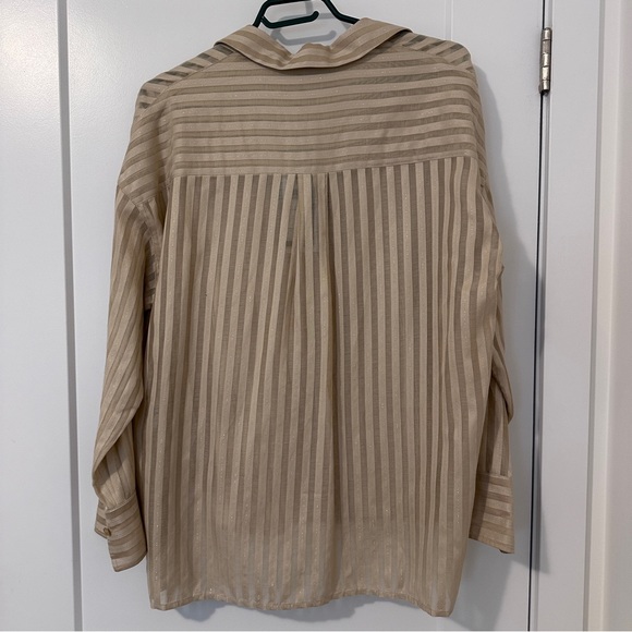 RIANI Striped Gold Voile Blouse Size 38 Women’s New With Tags Luxurious - Picture 9 of 12